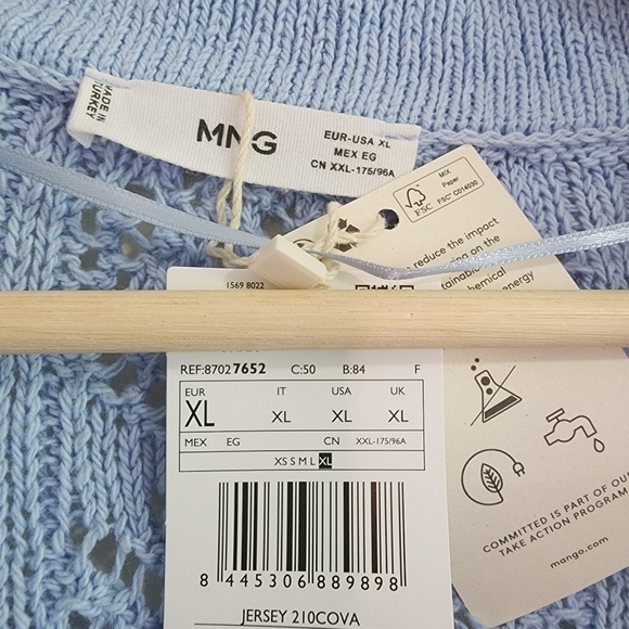 NWT Mango Blue Bohemian Crochet Cova Co Ord Set Sweater Shorts XL - Picture 7 of 13